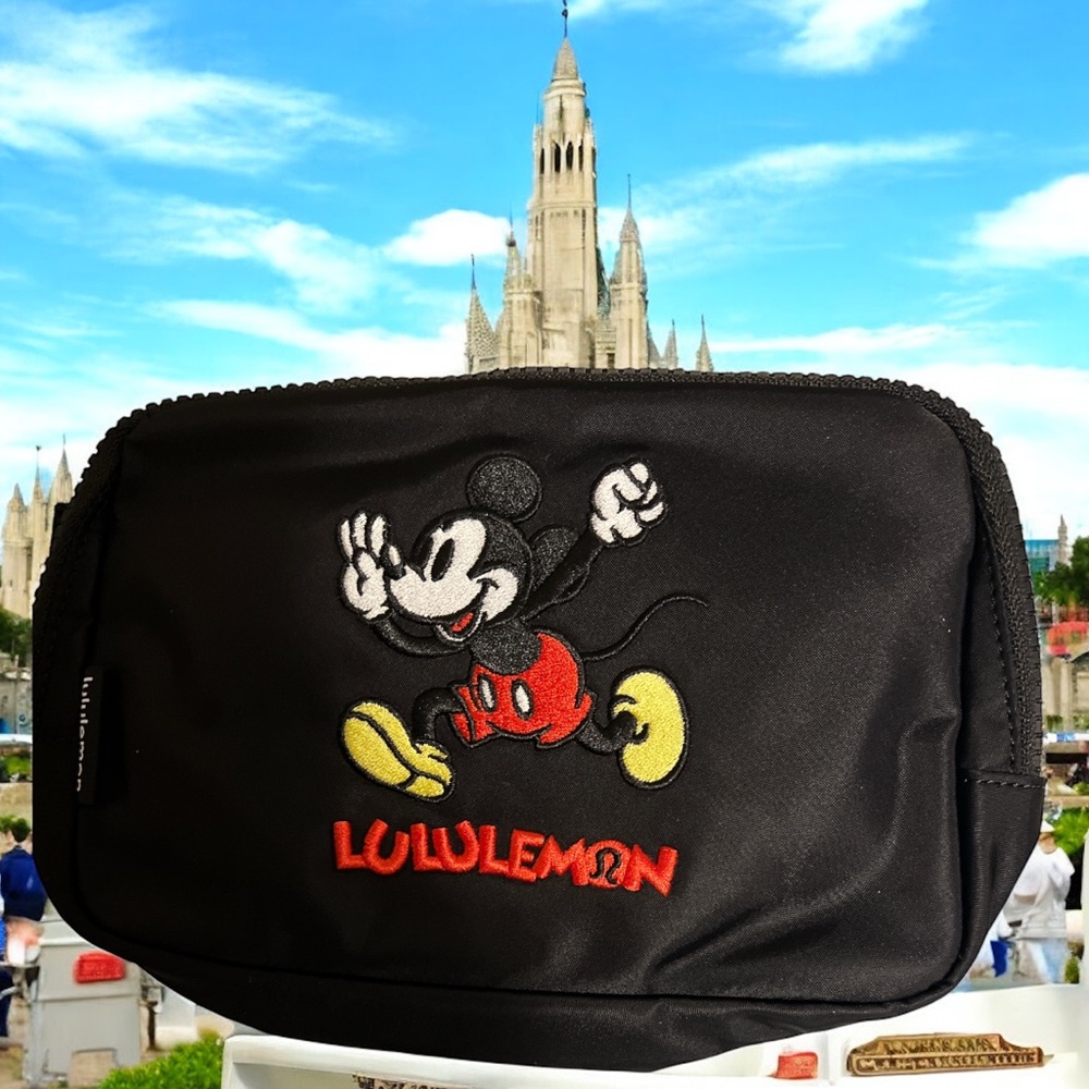 Lululemon x Disney Mickey Belt Bag Black O/S NWT Embroidered Custom